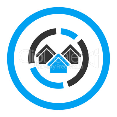 Realty diagram flat blue and gray colors rounded glyph icon