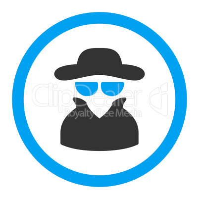 Spy flat blue and gray colors rounded glyph icon