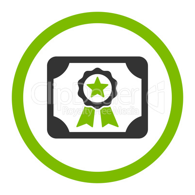 Certificate flat eco green and gray colors rounded glyph icon