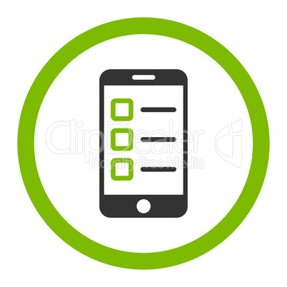 Mobile test flat eco green and gray colors rounded glyph icon
