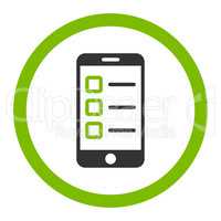 Mobile test flat eco green and gray colors rounded glyph icon