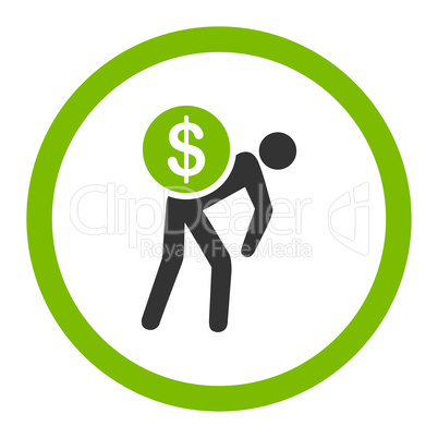 Money courier flat eco green and gray colors rounded glyph icon