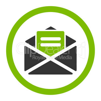 Open mail flat eco green and gray colors rounded glyph icon