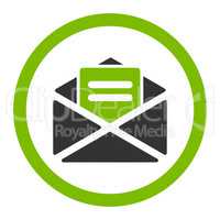Open mail flat eco green and gray colors rounded glyph icon