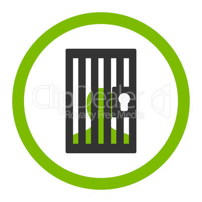 Prison flat eco green and gray colors rounded glyph icon