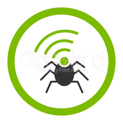 Radio spy bug flat eco green and gray colors rounded glyph icon