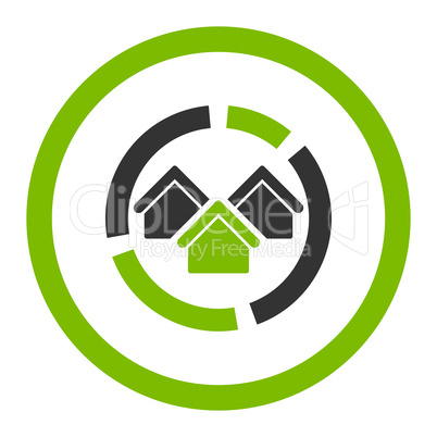 Realty diagram flat eco green and gray colors rounded glyph icon