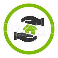 Realty insurance flat eco green and gray colors rounded glyph icon