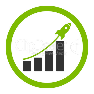 Startup sales flat eco green and gray colors rounded glyph icon