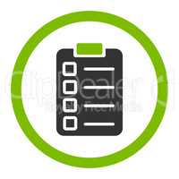 Test task flat eco green and gray colors rounded glyph icon