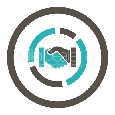 Acquisition diagram flat grey and cyan colors rounded glyph icon
