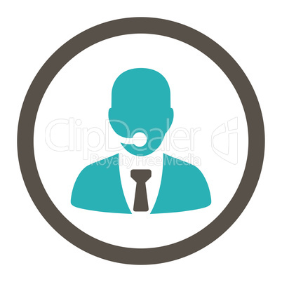 Call center operator flat grey and cyan colors rounded glyph icon