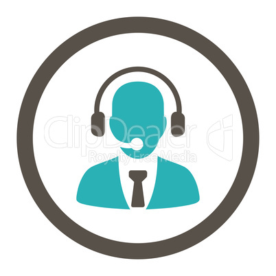 Call center flat grey and cyan colors rounded glyph icon