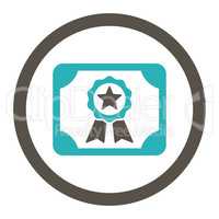 Certificate flat grey and cyan colors rounded glyph icon