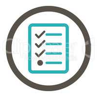 Checklist flat grey and cyan colors rounded glyph icon