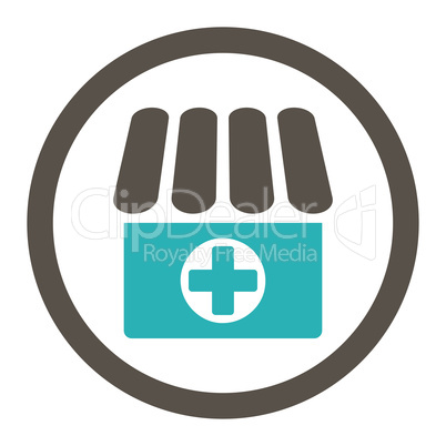 Drugstore flat grey and cyan colors rounded glyph icon