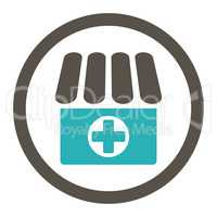 Drugstore flat grey and cyan colors rounded glyph icon