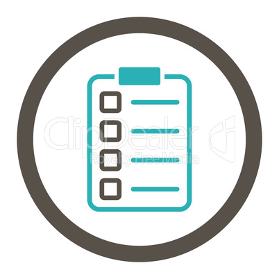 Examination flat grey and cyan colors rounded glyph icon