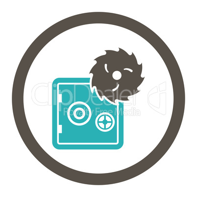 Hacking theft flat grey and cyan colors rounded glyph icon