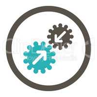 Integration flat grey and cyan colors rounded glyph icon