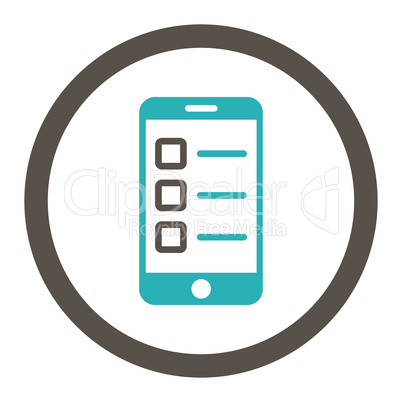 Mobile test flat grey and cyan colors rounded glyph icon