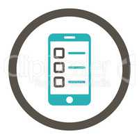 Mobile test flat grey and cyan colors rounded glyph icon
