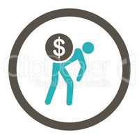 Money courier flat grey and cyan colors rounded glyph icon