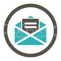 Open mail flat grey and cyan colors rounded glyph icon