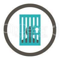 Prison flat grey and cyan colors rounded glyph icon