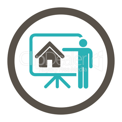 Realtor flat grey and cyan colors rounded glyph icon