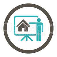 Realtor flat grey and cyan colors rounded glyph icon