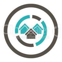 Realty diagram flat grey and cyan colors rounded glyph icon