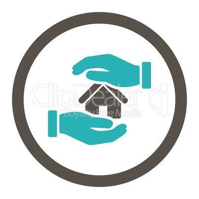 Realty insurance flat grey and cyan colors rounded glyph icon