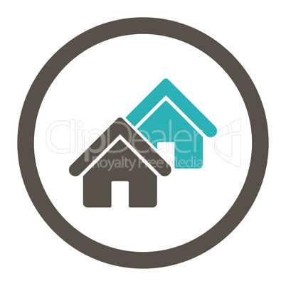 Realty flat grey and cyan colors rounded glyph icon