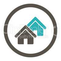 Realty flat grey and cyan colors rounded glyph icon