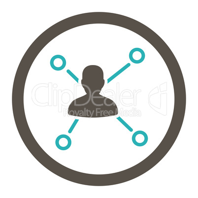 Relations flat grey and cyan colors rounded glyph icon