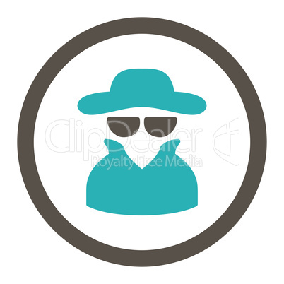 Spy flat grey and cyan colors rounded glyph icon