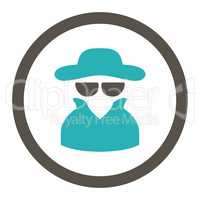 Spy flat grey and cyan colors rounded glyph icon