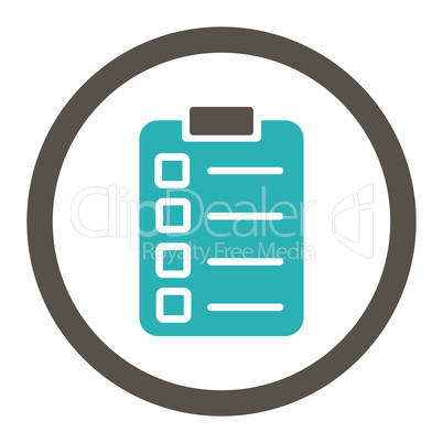 Test task flat grey and cyan colors rounded glyph icon