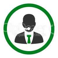 Call center operator flat green and gray colors rounded glyph icon
