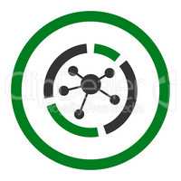 Connections diagram flat green and gray colors rounded glyph icon