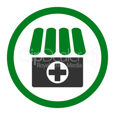 Drugstore flat green and gray colors rounded glyph icon