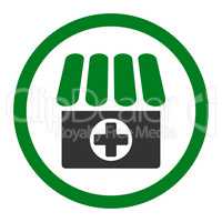 Drugstore flat green and gray colors rounded glyph icon