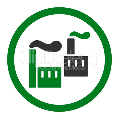 Industry flat green and gray colors rounded glyph icon