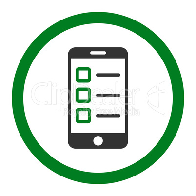 Mobile test flat green and gray colors rounded glyph icon