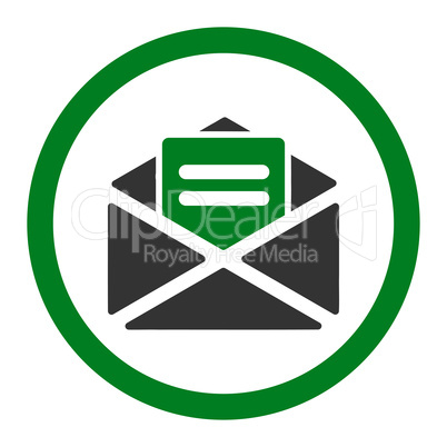 Open mail flat green and gray colors rounded glyph icon