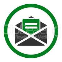 Open mail flat green and gray colors rounded glyph icon