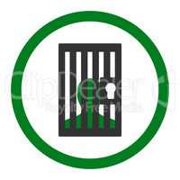 Prison flat green and gray colors rounded glyph icon