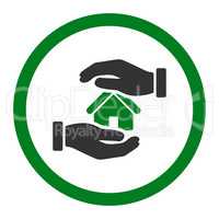Realty insurance flat green and gray colors rounded glyph icon