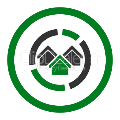 Realty diagram flat green and gray colors rounded glyph icon